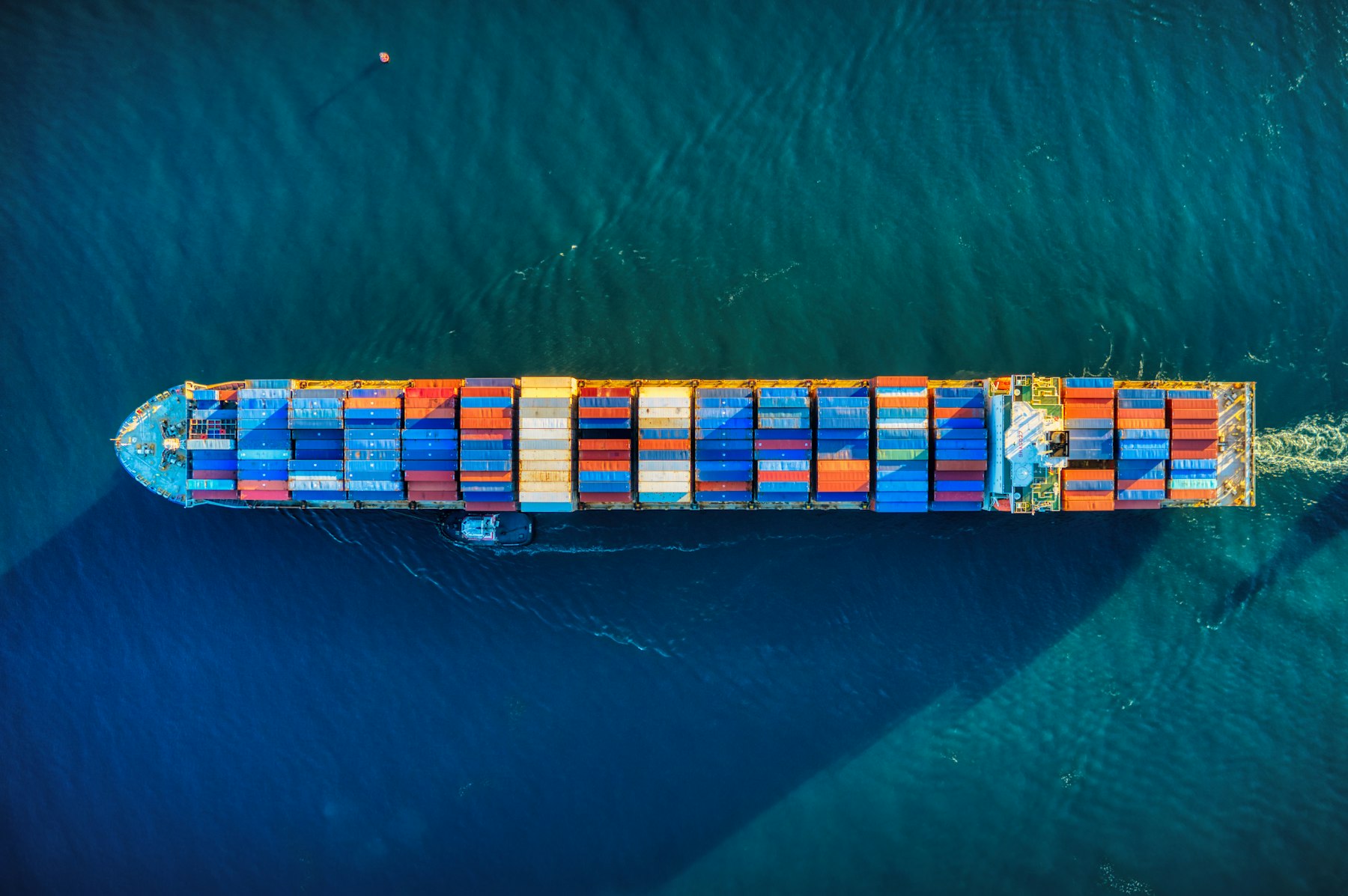 Container vessel crossing the ocean