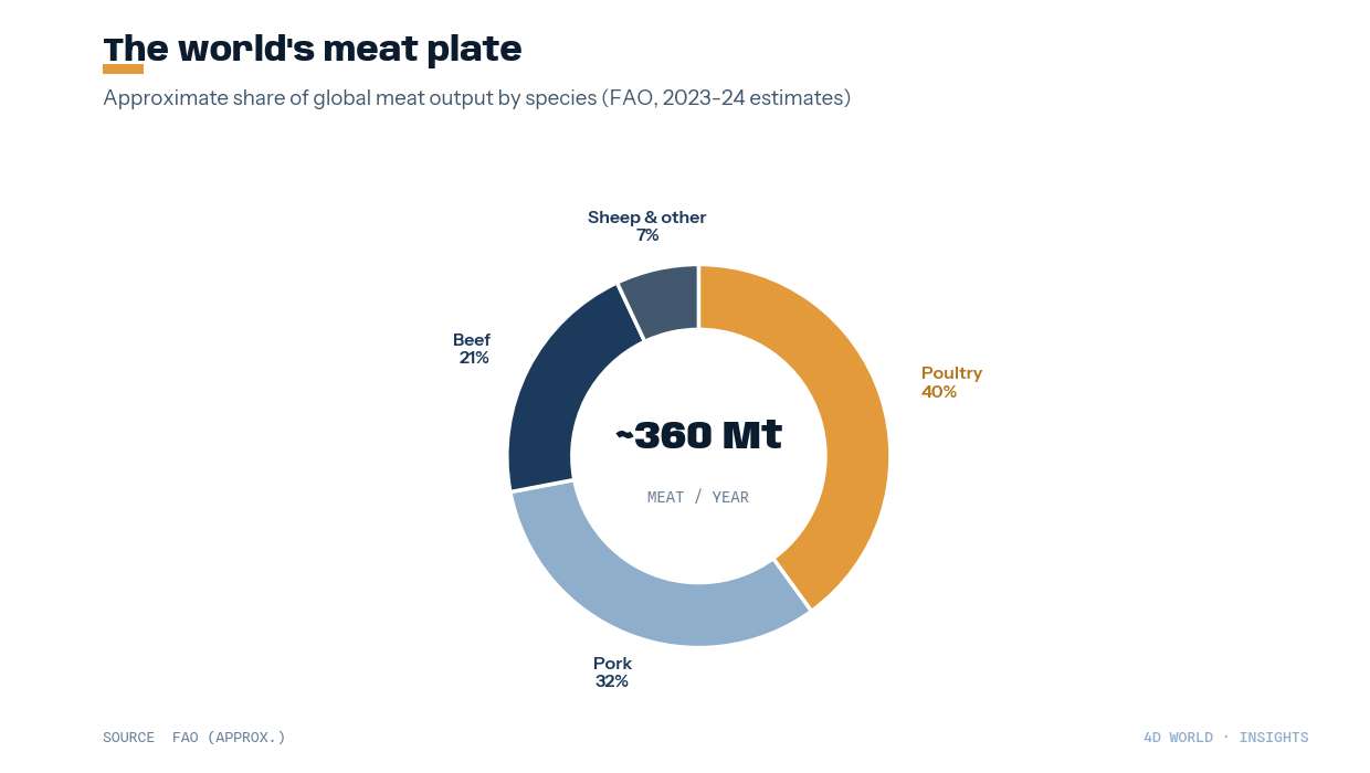 Global meat output by species