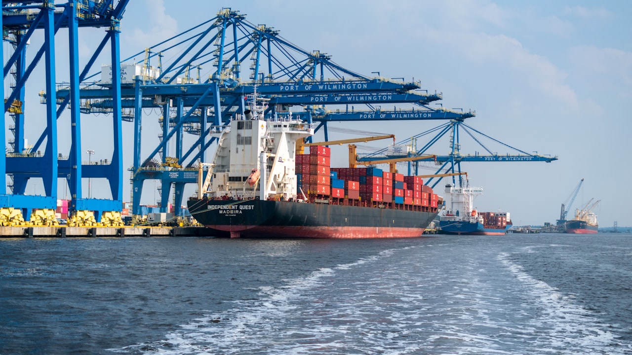 Containers waiting to sail